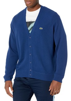 Lacoste Men's Long Sleeve Solid Wool Cardigan