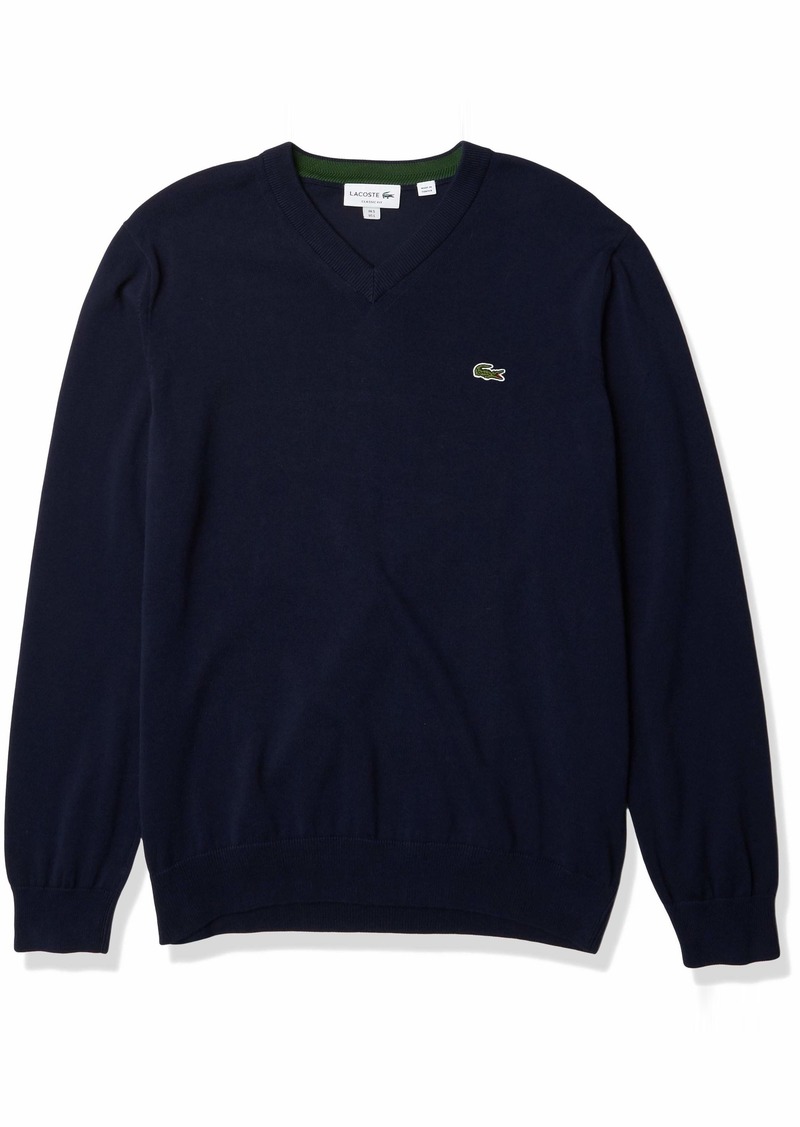 Lacoste Men's Long Sleeve V Neck Cotton Jersey Sweater