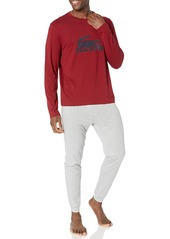 Lacoste Underwear Men's Long Sleeve Graphic Croc Pajama Set ANDRINOPLE/Graphite-Argent Chine XS