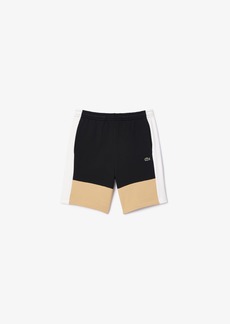 Lacoste Men's Regular FIT Color Blocked Shorts W/Adjustable Waist Black/Flour-Croissant
