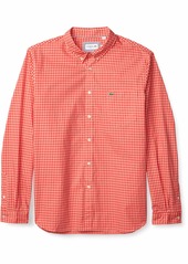 Lacoste Men's Regular Fit Mini Check Poplin Shirt ELF Pink/Corrida XL