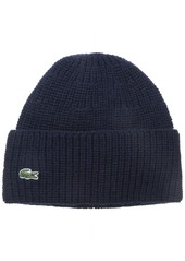 Lacoste Mens Rib Knitted Contrast Beanie
