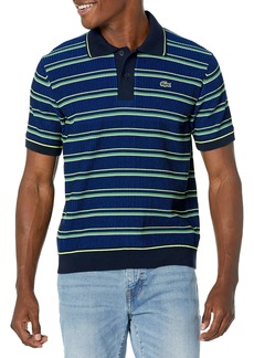 Lacoste Men's Short Sleeve Classic Fit Striped Polo Sweater Cobalt/Black-Multico