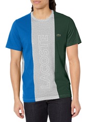 Lacoste Men's Short Sleeve Colorblock T-Shirt Silver Chine/Blue Royal-Green 3XL