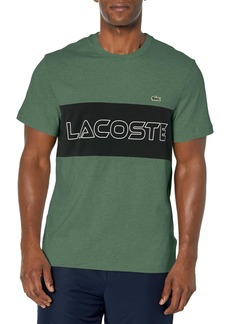 Lacoste Men's Short Sleeve Colorblocked Wording T-Shirt Sequoia/ABIMES