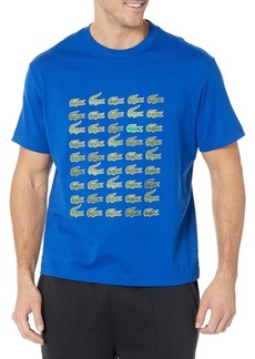 Lacoste Men's Short Sleeve Crew Neck Allover Croc Graphic T-Shirt