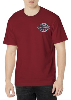 Lacoste Men's Short Sleeve Globe Front and Back Graphic T-Shirt ZIN