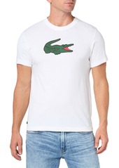 Lacoste Men's Short Sleeve Regular Fit Sports Performance Graphic Tee Shirt White/Green-White XL