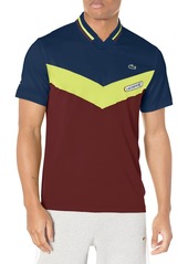 Lacoste Men's Short Sleeve Slim Fit Colorblock Tennis Polo Methylene/LIMEIRA-ZIN-ZIN