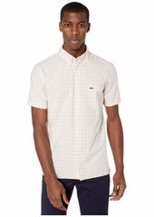 Lacoste Men's Short Sleeve Slim Fit Poplin Check Woven Shirt  S