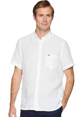 Lacoste Men's Short Sleeve Solid Linen Button Down Collar Reg Fit Woven Shirt  X-Large/XX-Large