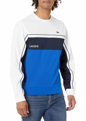 Lacoste Men's Sport Colorblock Crewneck Sweatshirt White/Lazuli-Navy Blue-White S