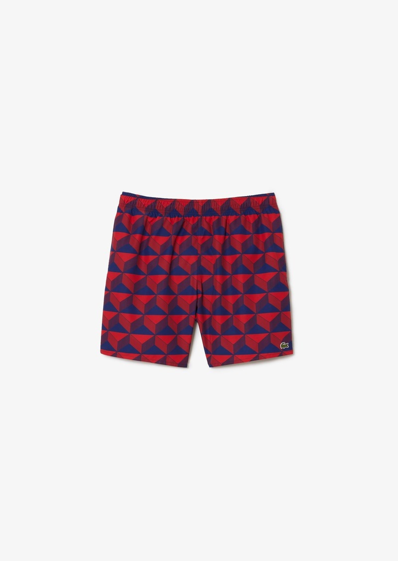 Lacoste Men's Abstract Print Swim Short Penumbra/Alizarin-Red M