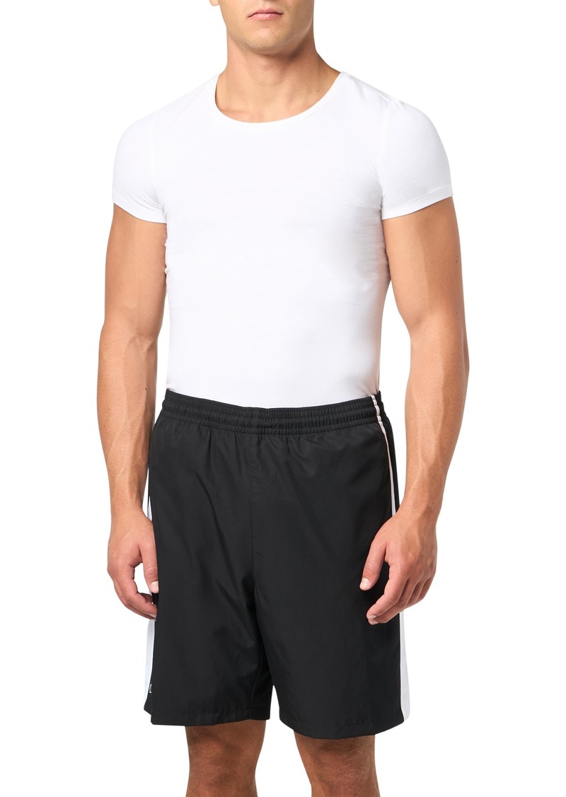 Lacoste Men's TAFFETAS Diamante Classic FIT Colorblocked Shorts Black/White-White