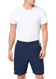 Lacoste Men's TAFFETAS Diamante Classic FIT Colorblocked Shorts Navy Blue/ORA-White