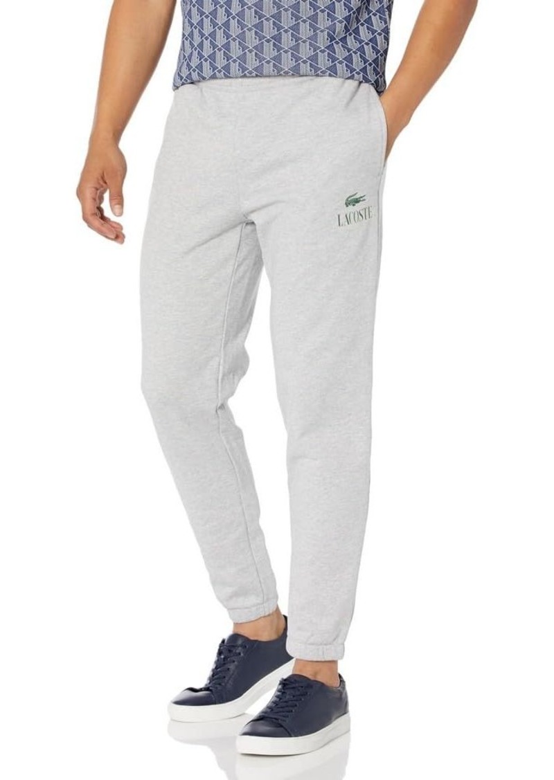 Lacoste Men's Tapered FIT Sweatpants W/Adjustable Waist & Medium Croc Graphic ON The Front Hip
