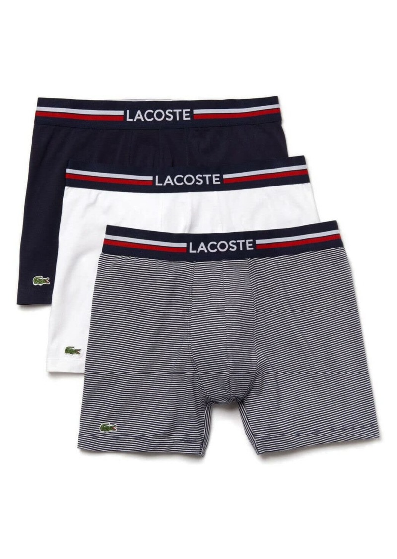 Lacoste Men's Tricolor Stretch Cotton Jersey Boxer Brief 3-Pack