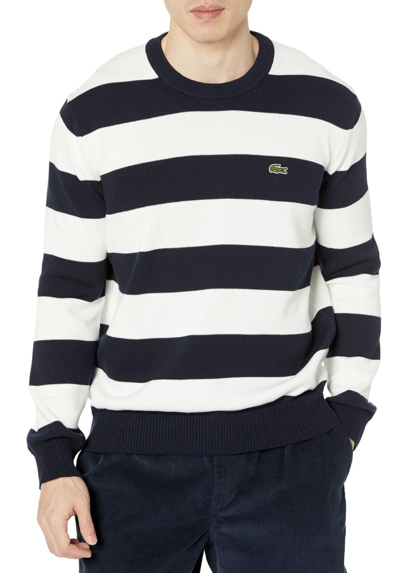 Lacoste Men's Tricot Classic Fit Striped Long-Sleeve Sweater