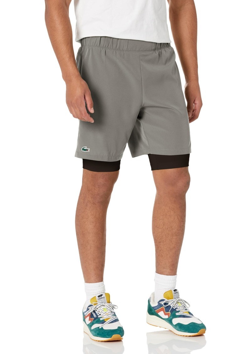 Lacoste Men’s Two-Tone Sport Shorts with Built-in Undershorts POIVRE/Noir