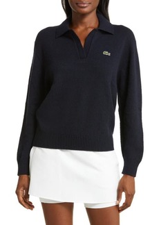 Lacoste Solid Cashmere Blend Polo Sweater