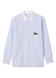 Lacoste Stripe Relaxed Fit Pinpoint Button-Down Shirt