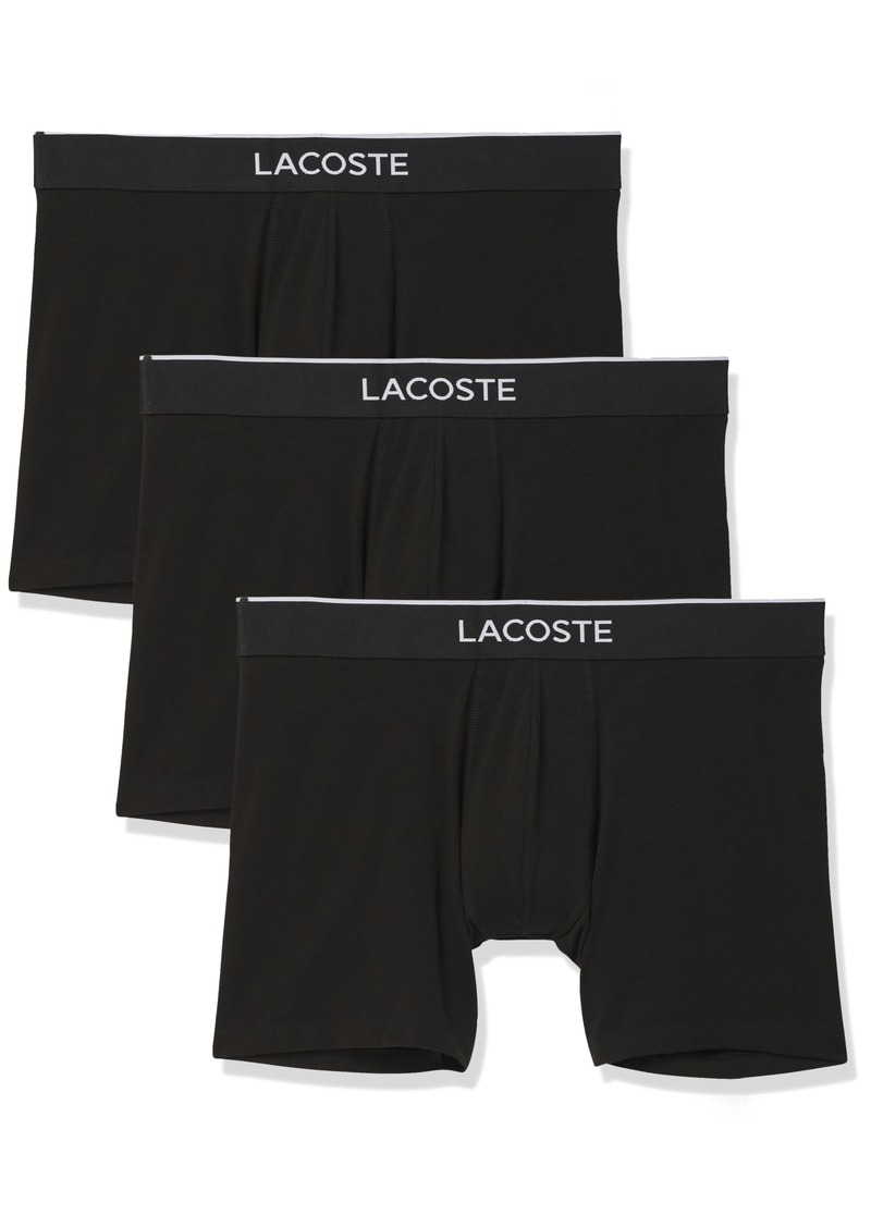 Lacoste Underwear Men's Essential 3 Pack Underwear Boxer W/AOP Waistband  XXL