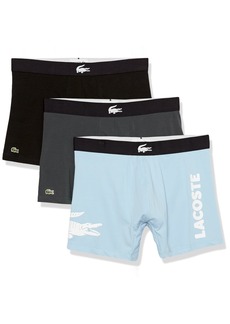 Lacoste Underwear Men's Iconic Fashion 3 Pack Cotton Stretch Boxer Briefs Panorama/Noir-Marine XL