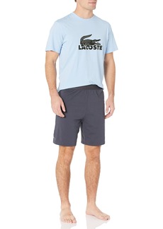 Lacoste Men's Pajama Short Set With Short Sleeve Graphic Tee