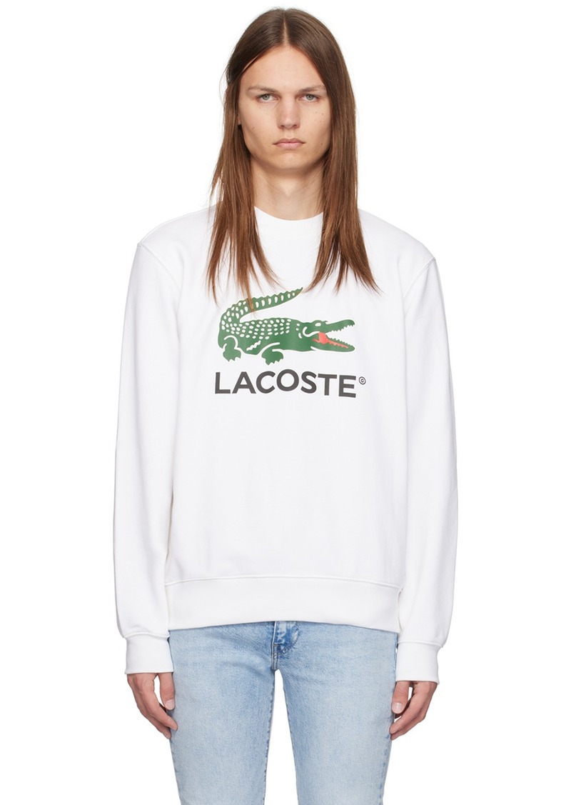 Lacoste White Crocodile Print Sweatshirt