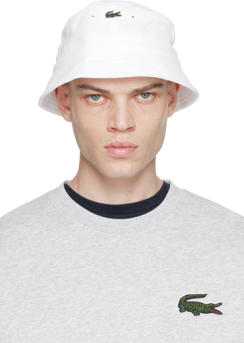 Lacoste White Unisex Organic Cotton Bucket Hat