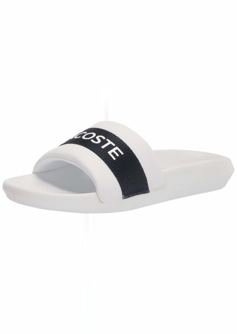 Lacoste Women's Croco Slide Sandal WHT/NVY
