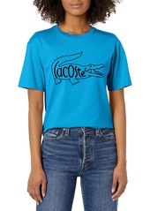 Lacoste Women's Short Sleeve Big Croc Animation Graphic T-Shirt