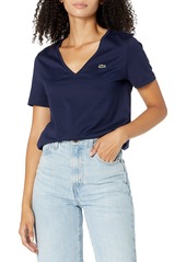 Lacoste Women's Short Sleeve Boxy Fit V-Neck T-Shirt