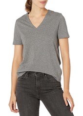 Lacoste Women's Short Sleeve Classic Supple Jersey V-Neck T-Shirt TF90 stone chine