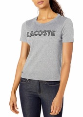 Lacoste Womens Short Sleeve Cotton Pima Interlock Tattersall Check Logo Tee T-Shirt