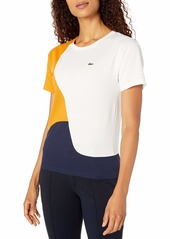 Lacoste Womens Short Sleeve Loose Fit Technical Pique Color Block Tee Shirt T-Shirt