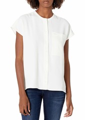 Lacoste Women's Sleeveless Mandarin Collar Button Down Woven Shirt