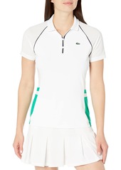 Lacoste Women's Sport Short Sleeve Colorblock Polo Shirt White/Palm Green-Navy Blue