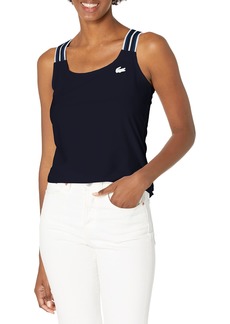 Lacoste Women's Sport Striped Strap Slim Fit Ultra Dry Tank Top Navy Blue/White-Cosmic-Navy Blue