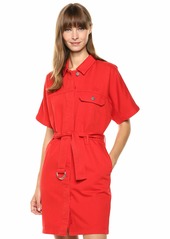 Lacoste Women's S/S Belted Cotton Serge Dress SALVIA