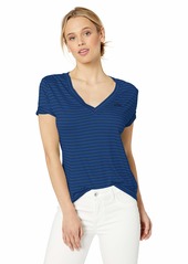 Lacoste Women's S/S Striped V-Neck TEE Shirt