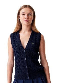 Lacoste x Bandier Womens Sleeveless Cashmere Cardigan