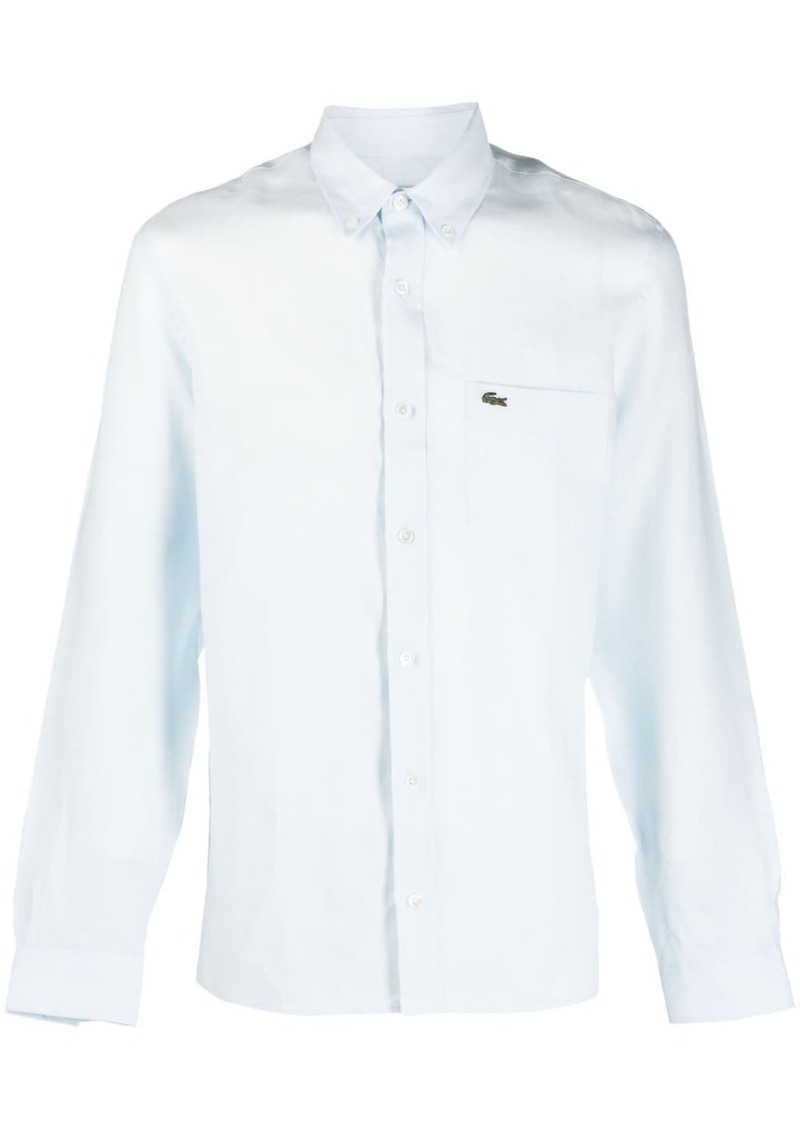 Lacoste logo-embroidered linen shirt