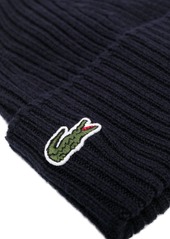 Lacoste logo-patch ribbed-knit beanie