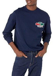 Lacoste Long Sleeve Crew Neck Graphic Layered Croc on Left Chest