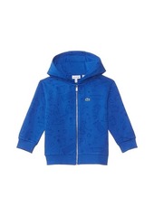 Lacoste Long Sleeve Full Zip Hoody with Aop Tennis Playing Croc and Large Wording On Back (Little Kid/Toddler/Big Kid)