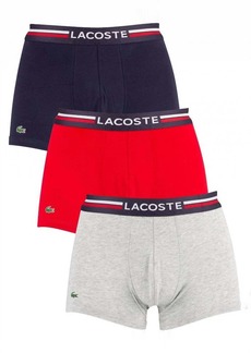 Lacoste Men's Cotton Stretch Boxer Brief Underwear Multipack In Navy/red/grey