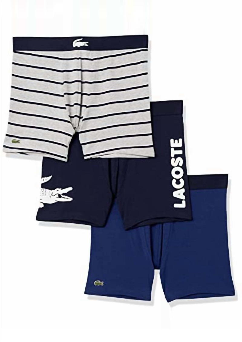 Lacoste Men's Iconic Cotton Stretch Fashion Briefs - 3 Pack In Multi