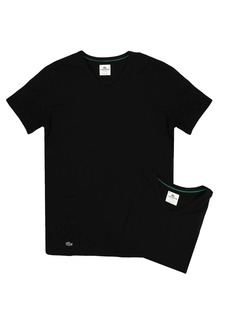 Lacoste Men's V-Neck Undershirt T-Shirt 2 Pack In Black