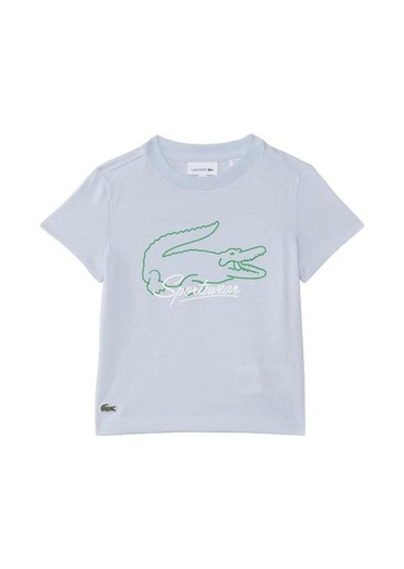 Lacoste Short Sleeve Crew Neck Large Graphic Tee Shirt (Little Kid/Toddler/Big Kid)